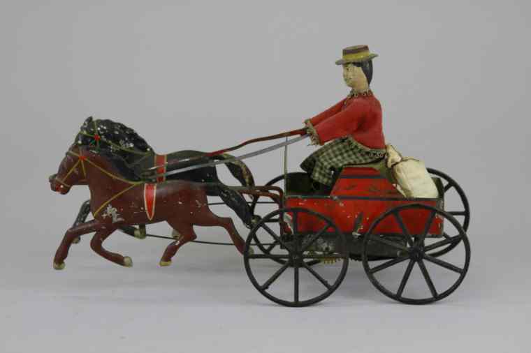 Appraisal: a IVES DOUBLE GALLOPER WITH DRESSED DRIVER c pat March