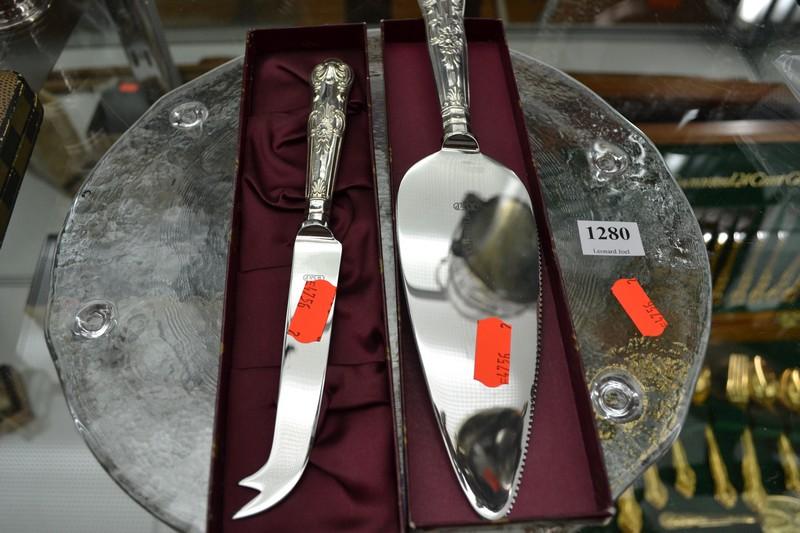 Appraisal: WHITEHILL SILVER HANDLED CHEESE KNIFE AND CAKE SERVER AND A