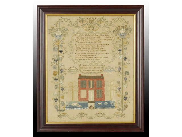 Appraisal: Mary Ann Crown Middletown Dauphin PA Sampler Description Large red