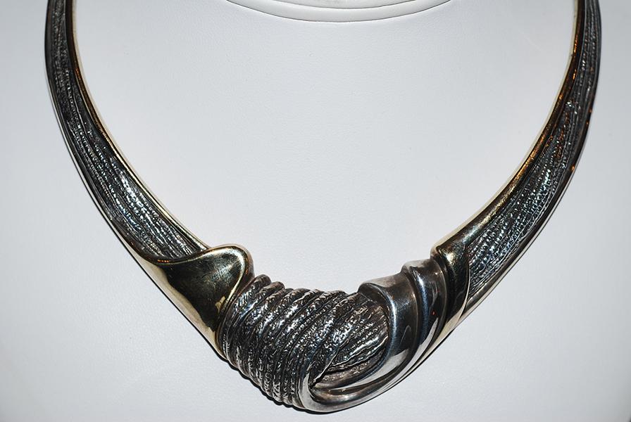 Appraisal: A SIGNED SILVER AND GILT KNOT COLLAR A SIGNED SILVER