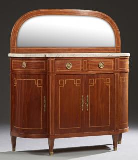 Appraisal: French Louis XVI Style Inlaid Carved Mahogany Bowf French Louis