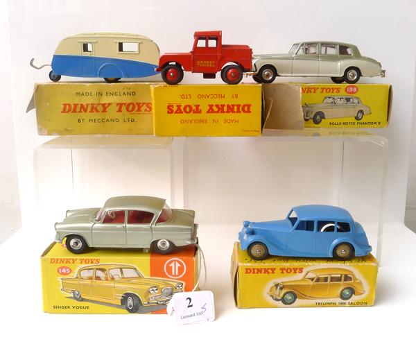 Appraisal: FIVE DINKY MODELS INCLUDING SINGER VOGUE ROLLS-ROYCE PHANTOM V TRIUMPH