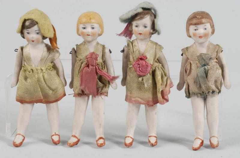 Appraisal: Lot of German All Bisque Flapper Dolls Description All with