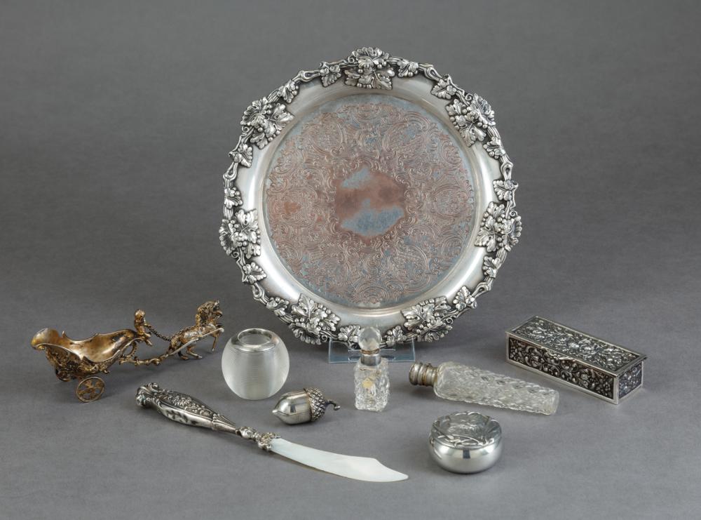 Appraisal: Group of Antique English Sterling Silver and Silverplate Table Objects