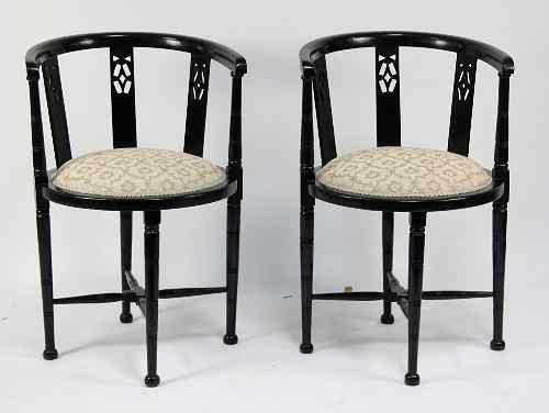 Appraisal: A pair of Japonesque ebonised chairs in the manner of