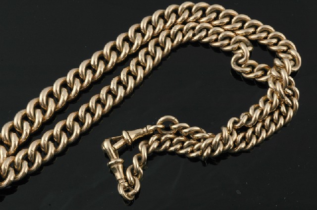 Appraisal: A gold albert chain The ct gold graduated curb link