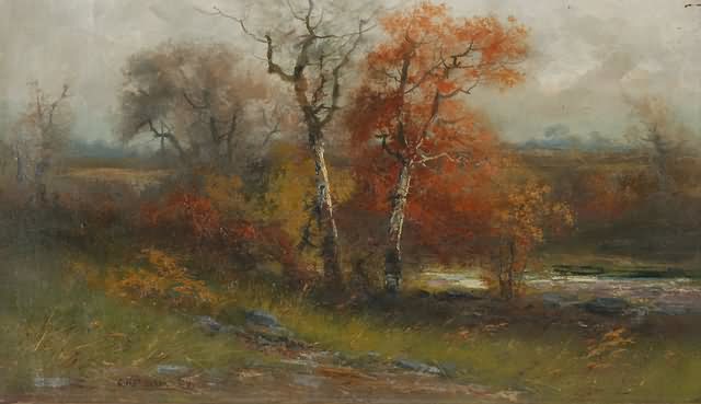 Appraisal: Autumn landscape oil on canvas x SLL C H Shearer