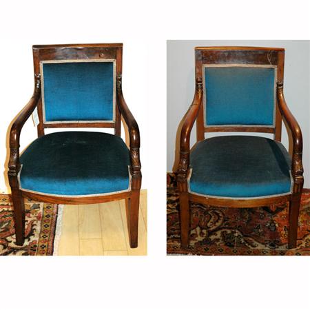 Appraisal: Pair of Restauration Mahogany Fauteuils Estimate -