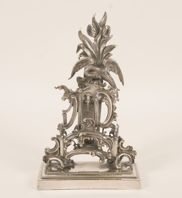 Appraisal: French silver over bronze letter holder of scrolling openwork design