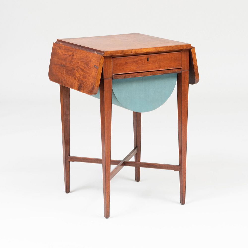 Appraisal: Federal Mahogany Drop-Leaf Sewing Table The drawer opening to a