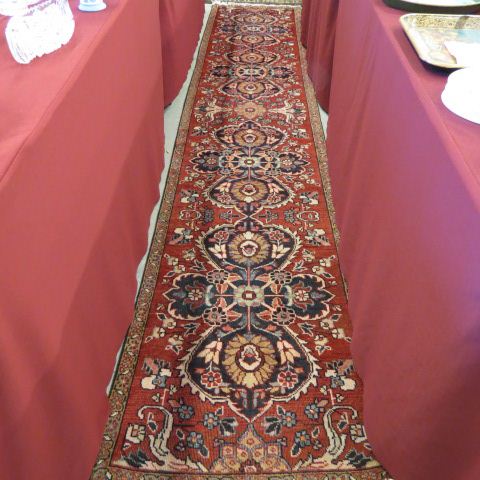 Appraisal: Tabriz Persian Handmade Runner elaborate floral designs red field '