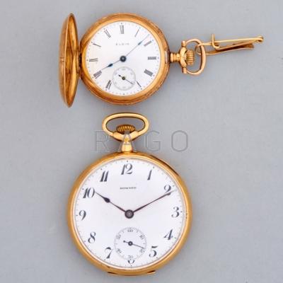 Appraisal: TWO AMERICAN GOLD POCKET WATCHES Howard Keystone k open face