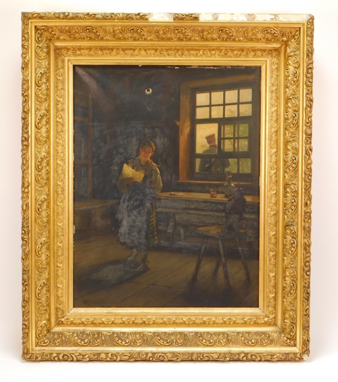 Appraisal: WILHELM ZIMMER INTERIOR GENRE PORTRAIT PAINTING Germany - Depicts a