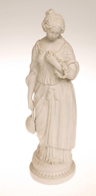 Appraisal: th CENTURY PARIAN FIGURE OF GIRL modelled standing holding a