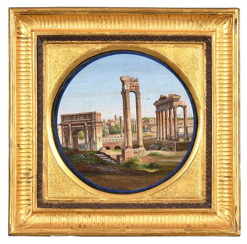 Appraisal: Fine Micromosaic Plaque of Roman Forum Italian th century probably