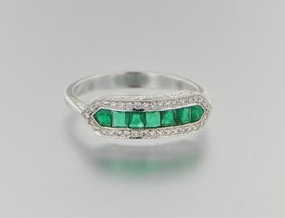 Appraisal: An k White Gold Diamond and Emerald Ring k white