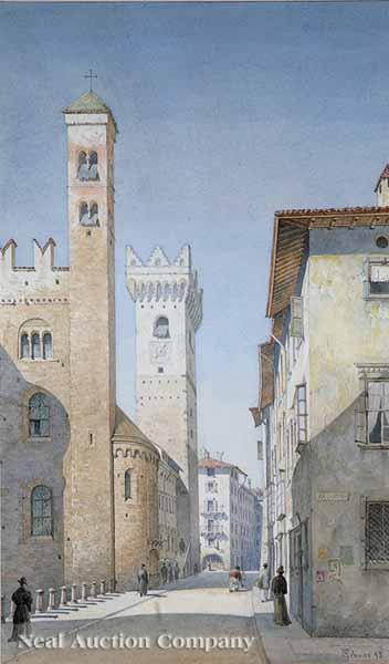 Appraisal: Carl Fehmer American Boston - Via Calepina Trento Italy watercolor