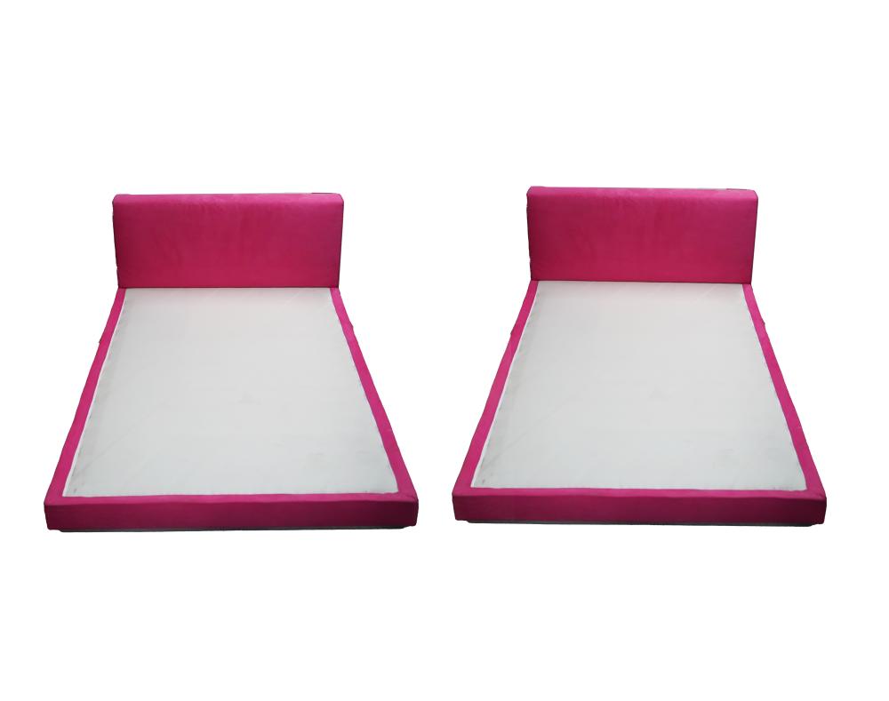 Appraisal: PAIR OF LIGNE ROSET PLATFORM BEDSpink suede or faux suede