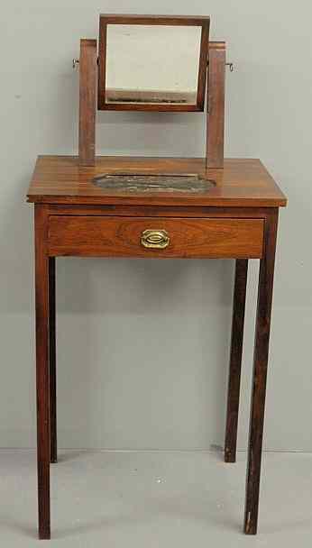 Appraisal: Rare rosewood shaving table th c with inset black marble