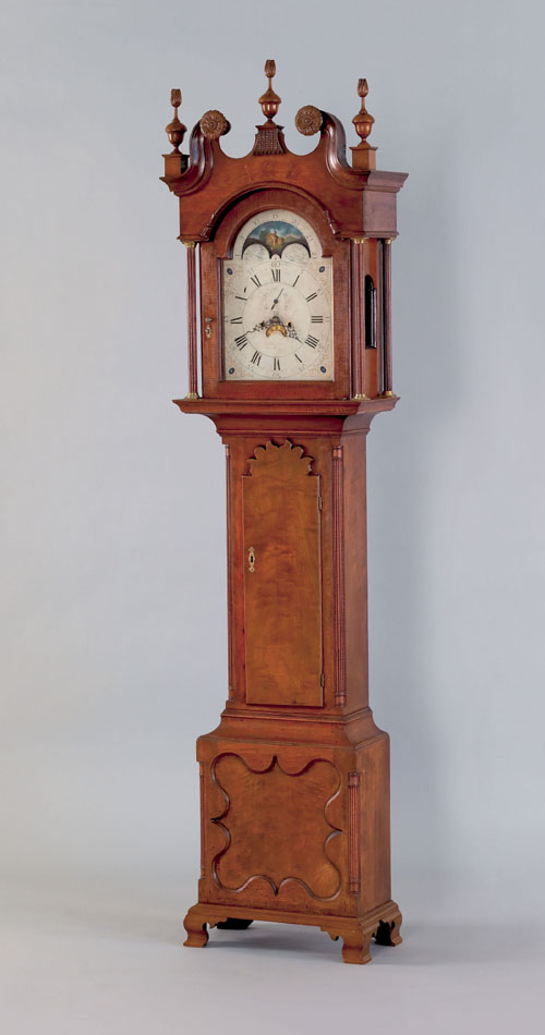 Appraisal: Jonathan Jessop walnut tall case clock ca with a carved