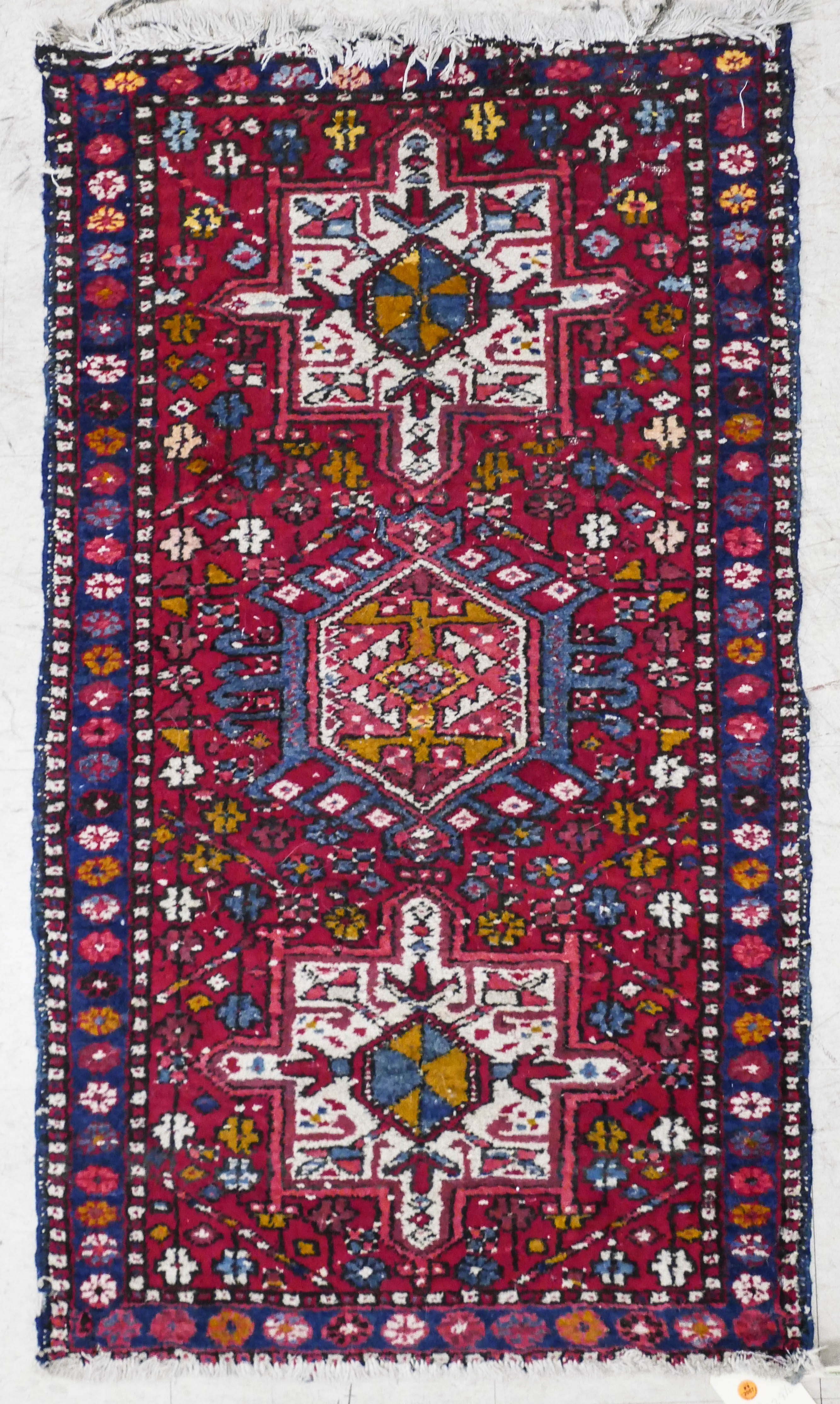 Appraisal: Semi Antique Caucasian Medallion Scatter Rug- heavy wear- ' ''x