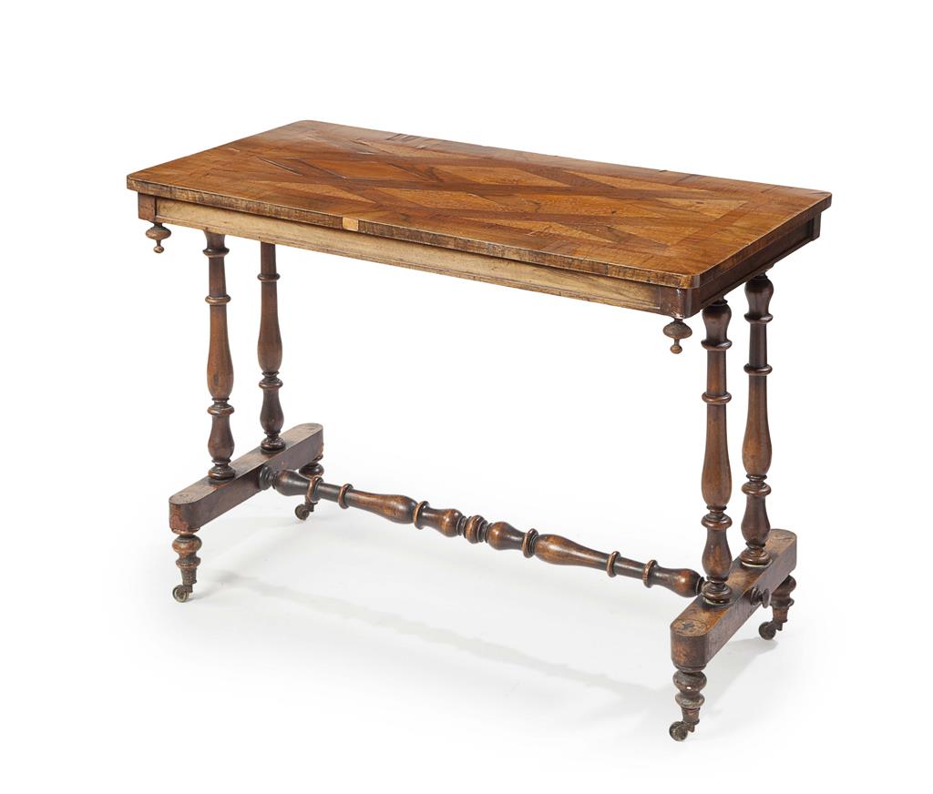 Appraisal: VICTORIAN WALNUT LIBRARY TABLE LATE TH CENTURY the parquetry crossbanded