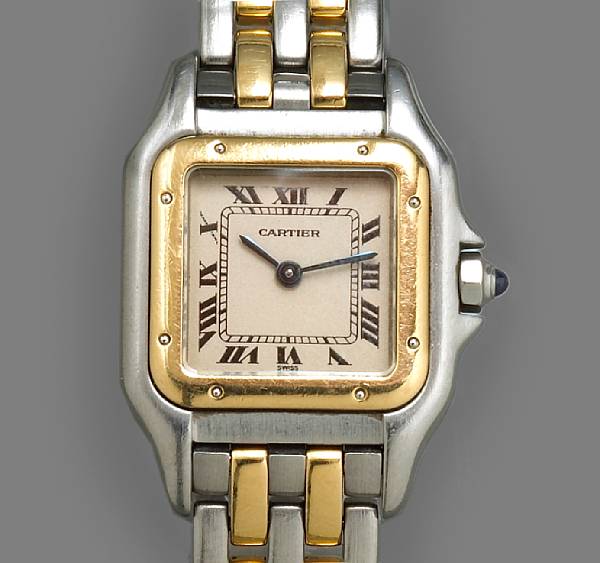 Appraisal: A stainless steel and eighteen karat gold bracelet wristwatch Cartier