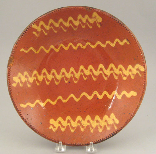 Appraisal: Rare New Jersey redware pie plate th c stamped J