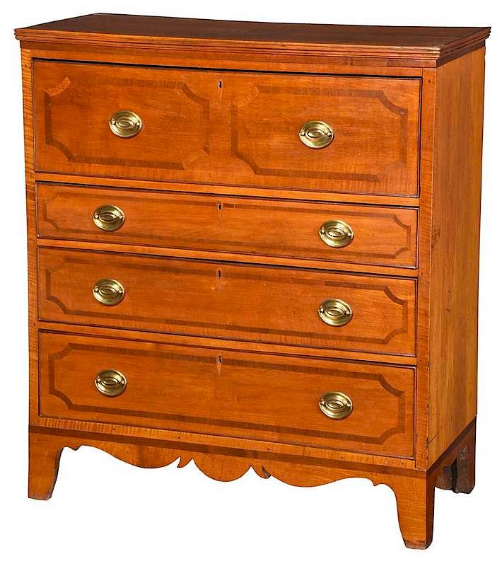 Appraisal: Southern Federal Four Drawer Chest possibly upstate South Carolina or