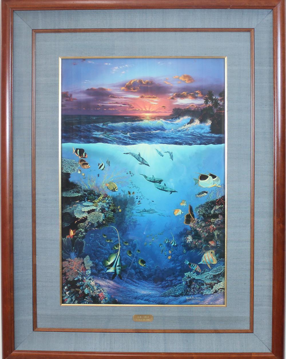 Appraisal: CHRISTIAN RIESE LASSEN HAWAII B OFFSET LITHOGRAPH Our World sunset