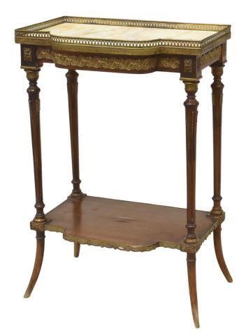 Appraisal: French Louis XVI style marble-top mahogany side table early th