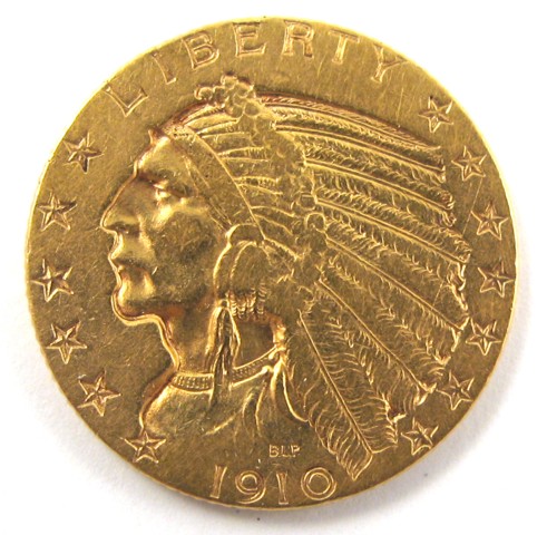 Appraisal: U S FIVE DOLLAR GOLD COIN Indian head type -S