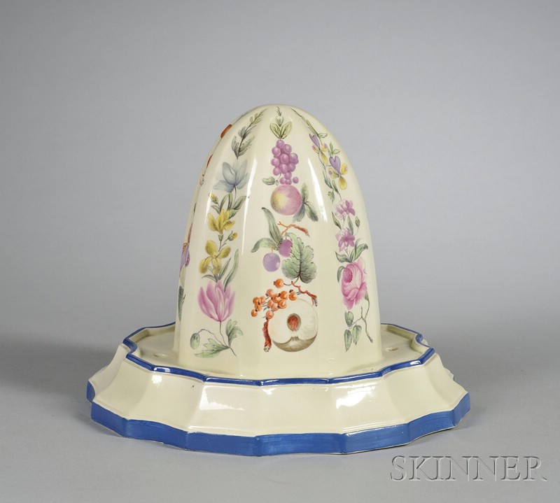 Appraisal: Staffordshire Creamware Dome-shaped Jelly Mold Core England early th century