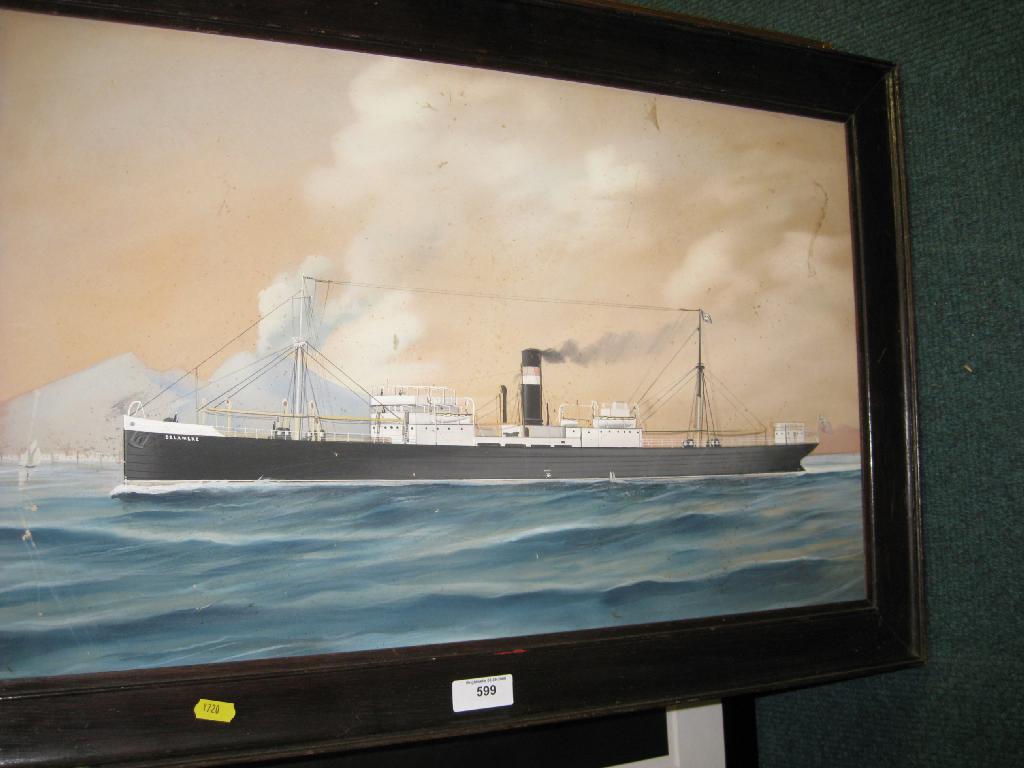 Appraisal: ENGLISH SCHOOL CIRCA Delamere a steam ship sailing off the