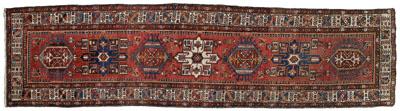 Appraisal: Serab runner seven central medallions on red ground geometric designs