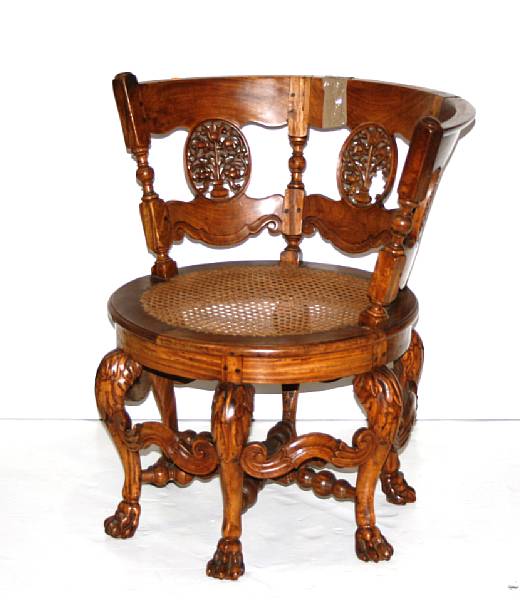 Appraisal: Two similar Anglo Indian caned hardwood chairs th century height