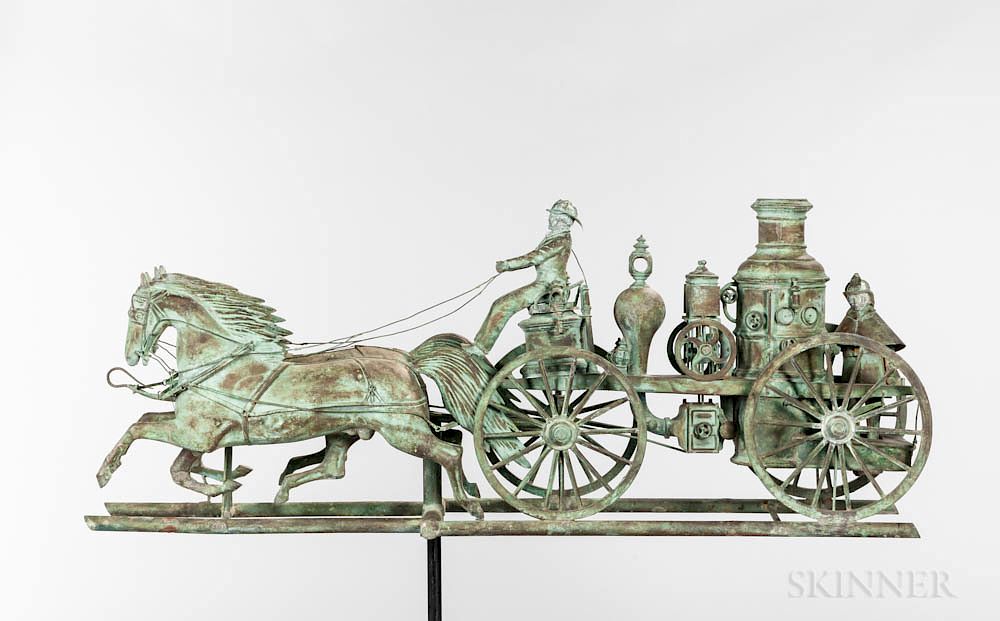 Appraisal: Rare Molded Sheet Copper and Zinc Steam Pumper and Horses