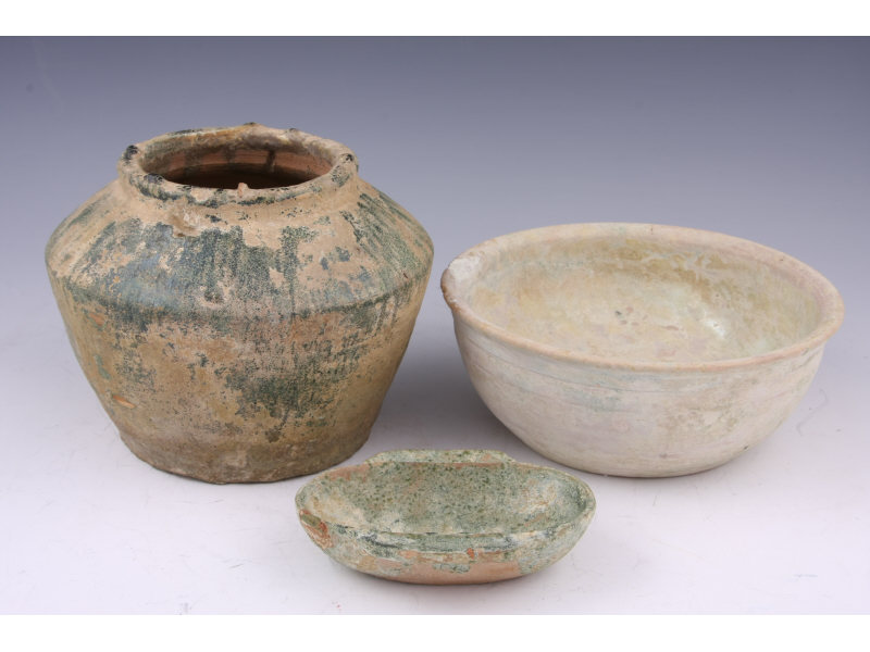 Appraisal: Three Chinese Eastern Han Dynasty Ceramics ca - A D