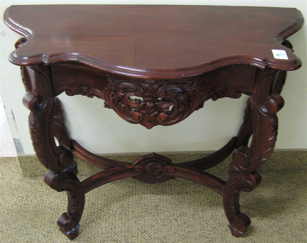 Appraisal: VICTORIAN STYLE CARVED MAHOGANY CONSOLE TABLE Rococo Revival sub style