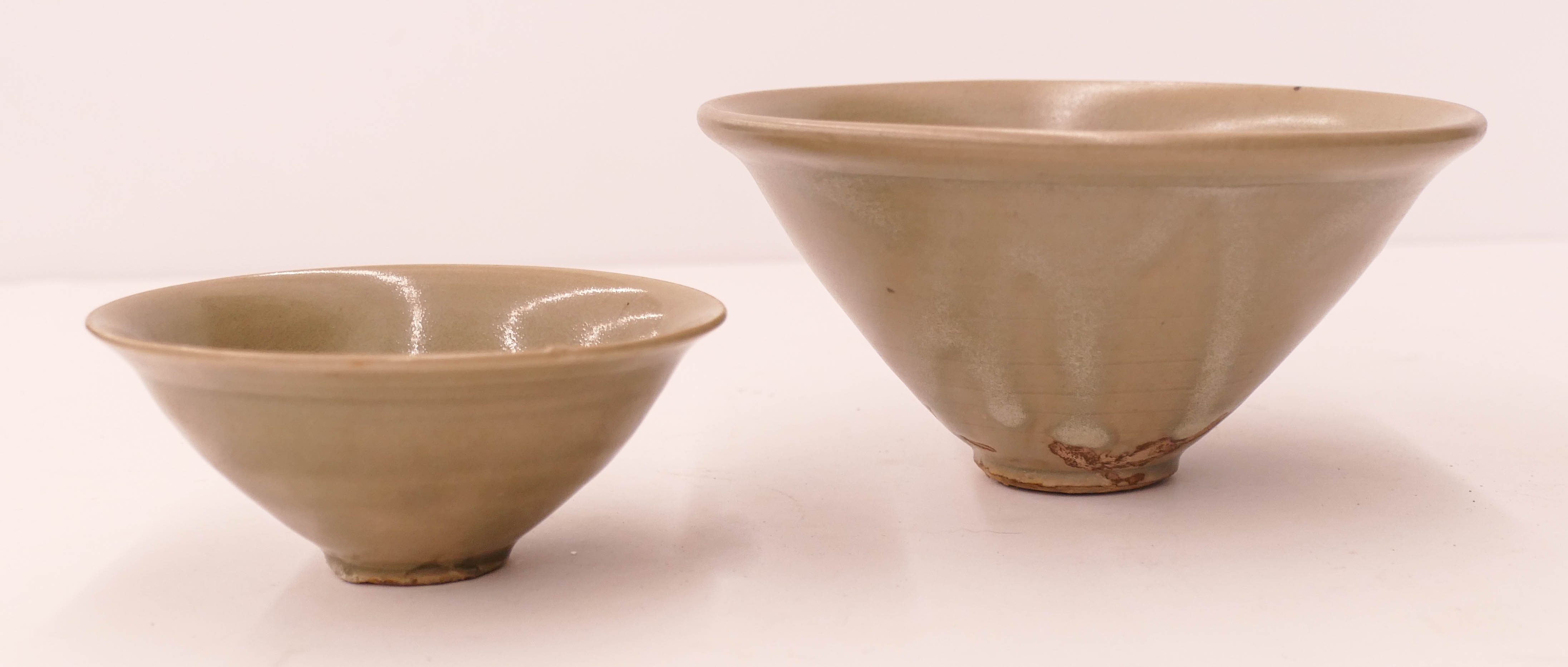 Appraisal: pc Chinese Song Celadon Conical Bowls Includes a larger bowl