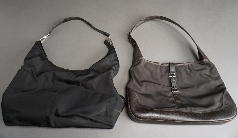 Appraisal: Two Gucci Nylon and Leather Shoulder Bags Brown Handbag Serial