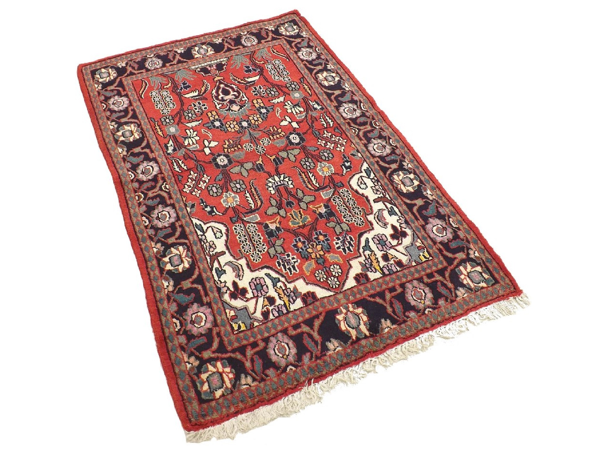 Appraisal: Old hand-made Persian Hamadan rug decorated with floral trails upon