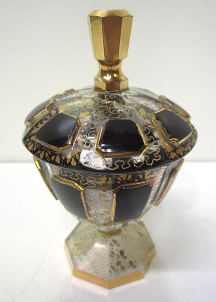 Appraisal: A RUBY GILT GLASS LIDDED BOWL A RUBY GILT GLASS