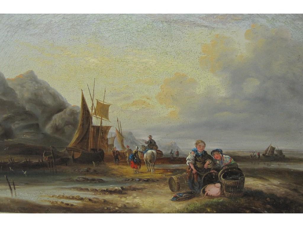 Appraisal: FOLLOWER OF WILLIAM COLLINS Fisherfolk on a Shore oil on