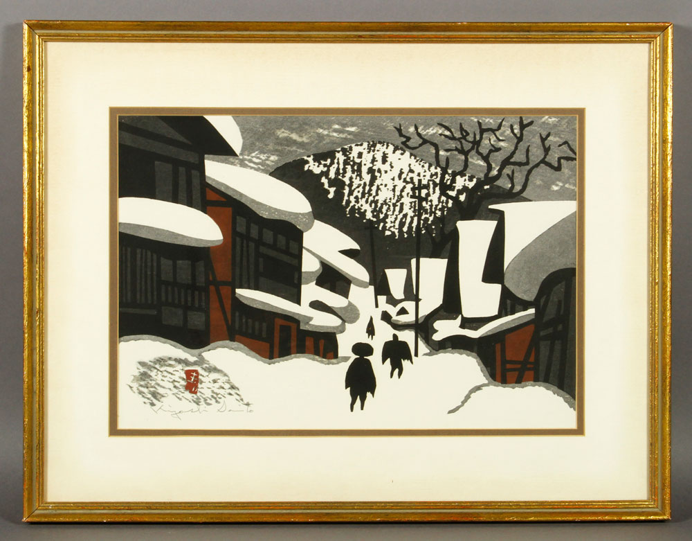 Appraisal: - Saito Winter Scene Woodblock Print Kiyoshi Saito Japanese -