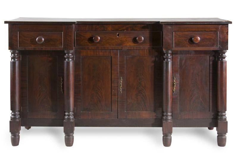 Appraisal: American Breakfront Sideboard circa - mahogany mahogany veneers white pine