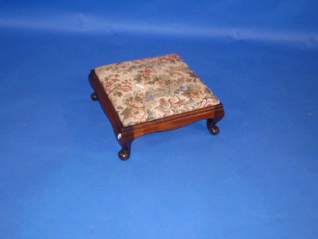 Appraisal: A Victorian mahogany stool with tapestry drop in seat and