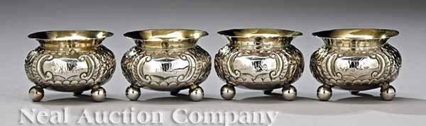 Appraisal: A Set of Four English Sterling Silver Open Salts HB