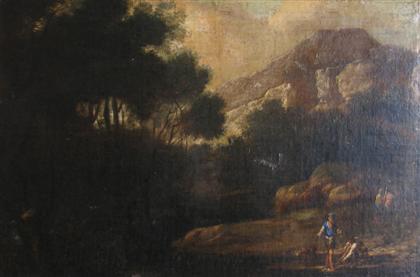 Appraisal: FOLLOWER OF SALVATOR ROSA LANDSCAPE WITH FIGURES Inscribed 'Salvator Rosa