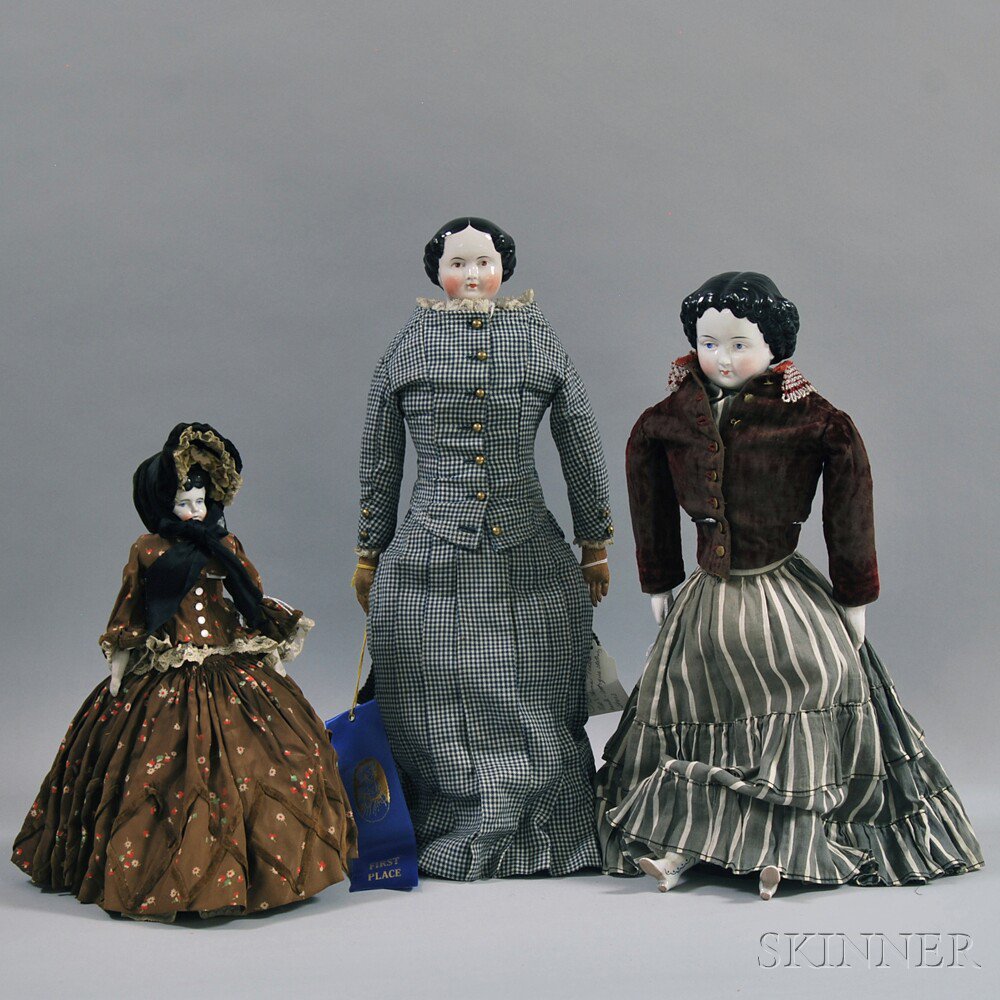 Appraisal: Three German China Head Dolls one with light pink tone